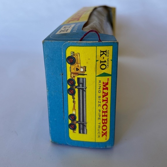 Vintage Matchbox King Size K-10 Pipe Truck Lesney Product Yellow Diecast In Box - Picture 2 of 8